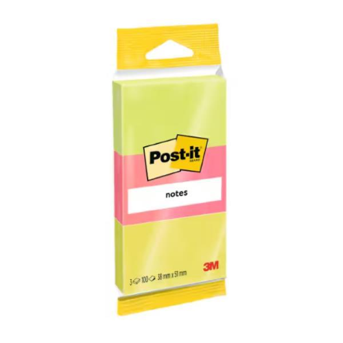 CF3 POST-IT 38X51MM NEON - BLISTER